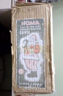 RARE 1950s Vintage NOMA 30 SANTA CLAUS Blow Mold Lighted Reverse Painted in BOX