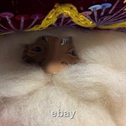 RARE 2010 Signed Handcrafted Wooden Mexican Santa Claus Figurine Sombrero K. Pina