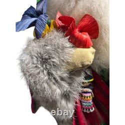 RARE 2010 Signed Handcrafted Wooden Mexican Santa Claus Figurine Sombrero K. Pina