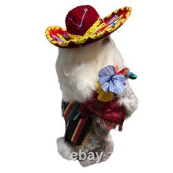 RARE 2010 Signed Handcrafted Wooden Mexican Santa Claus Figurine Sombrero K. Pina