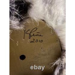 RARE 2010 Signed Handcrafted Wooden Mexican Santa Claus Figurine Sombrero K. Pina