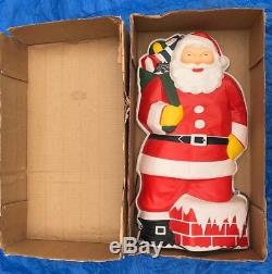 RARE 30 Vintage GloLite SANTA CLAUS Blow Mold Christmas 1950's Wall withBox 1950s