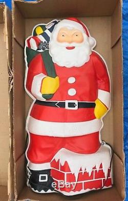 RARE 30 Vintage GloLite SANTA CLAUS Blow Mold Christmas 1950's Wall withBox 1950s