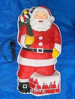 RARE 30 Vintage GloLite SANTA CLAUS Blow Mold Christmas 1950's Wall withBox 1950s