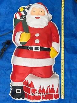 RARE 30 Vintage GloLite SANTA CLAUS Blow Mold Christmas 1950's Wall withBox 1950s