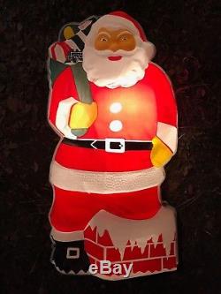 RARE 30 Vintage GloLite SANTA CLAUS Blow Mold Christmas 1950's Wall withBox 1950s