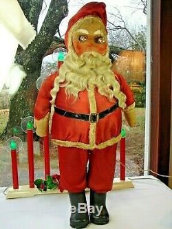 RARE 90 Year Old SANTA CLAUS w Buckram Face Tall 1930s Lighted Store Display