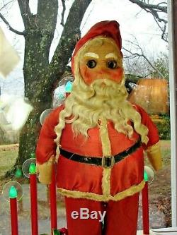 RARE 90 Year Old SANTA CLAUS w Buckram Face Tall 1930s Lighted Store Display