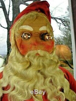 RARE 90 Year Old SANTA CLAUS w Buckram Face Tall 1930s Lighted Store Display