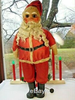 RARE 90 Year Old SANTA CLAUS w Buckram Face Tall 1930s Lighted Store Display