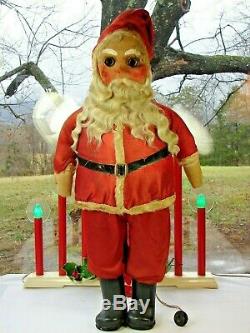 RARE 90 Year Old SANTA CLAUS w Buckram Face Tall 1930s Lighted Store Display