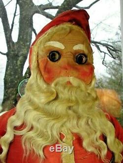 RARE 90 Year Old SANTA CLAUS w Buckram Face Tall 1930s Lighted Store Display