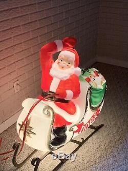 RARE Empire Blow Mold Santa Claus Noel Sleigh Lighted Christmas Yard Decor