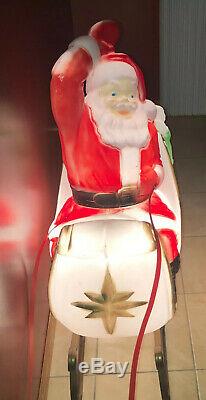 RARE Empire Blow Mold Santa Claus Sleigh Reindeer Noel Christmas Yard Decor