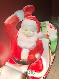 RARE Empire Blow Mold Santa Claus Sleigh Reindeer Noel Christmas Yard Decor
