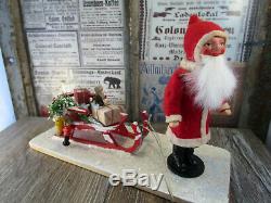 +RARE+ German Paper Mache / Candy Container / Santa Claus / sleigh & presents