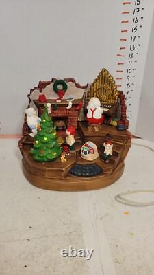RARE HTF Vintage Ceramic Christmas Tree Santa Claus Elf House Snow Lighted Organ