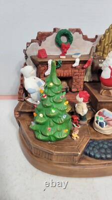 RARE HTF Vintage Ceramic Christmas Tree Santa Claus Elf House Snow Lighted Organ