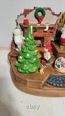 RARE HTF Vintage Ceramic Christmas Tree Santa Claus Elf House Snow Lighted Organ