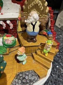 RARE HTF Vintage Ceramic Christmas Tree Santa Claus Elf House Snow Lighted Organ