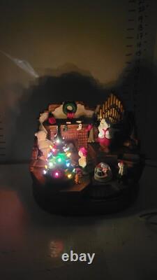 RARE HTF Vintage Ceramic Christmas Tree Santa Claus Elf House Snow Lighted Organ