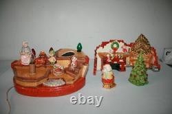 RARE HTF Vintage Ceramic Christmas Tree Santa Claus Elf House Snow Lighted Organ