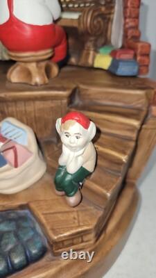 RARE HTF Vintage Ceramic Christmas Tree Santa Claus Elf House Snow Lighted Organ