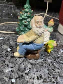 RARE HTF Vintage Ceramic Christmas Tree Santa Claus Elf House Snow Lighted Organ