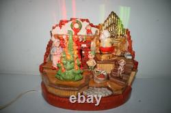 RARE HTF Vintage Ceramic Christmas Tree Santa Claus Elf House Snow Lighted Organ