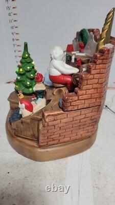 RARE HTF Vintage Ceramic Christmas Tree Santa Claus Elf House Snow Lighted Organ
