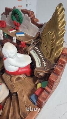 RARE HTF Vintage Ceramic Christmas Tree Santa Claus Elf House Snow Lighted Organ