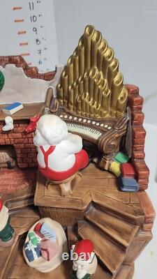 RARE HTF Vintage Ceramic Christmas Tree Santa Claus Elf House Snow Lighted Organ