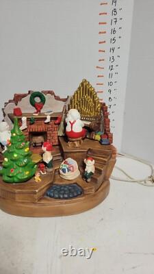 RARE HTF Vintage Ceramic Christmas Tree Santa Claus Elf House Snow Lighted Organ