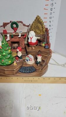 RARE HTF Vintage Ceramic Christmas Tree Santa Claus Elf House Snow Lighted Organ