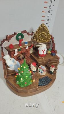 RARE HTF Vintage Ceramic Christmas Tree Santa Claus Elf House Snow Lighted Organ