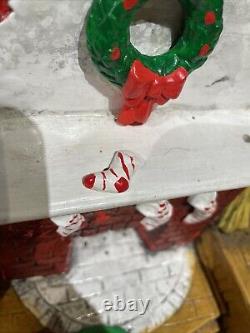 RARE HTF Vintage Ceramic Christmas Tree Santa Claus Elf House Snow Lighted Organ