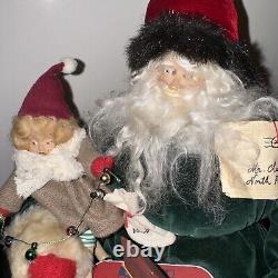 RARE House Of Hatten YE OLDE SANTA MAKER Dee Gann Santa Claus on Bench GIRL