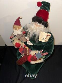 RARE House Of Hatten YE OLDE SANTA MAKER Dee Gann Santa Claus on Bench GIRL