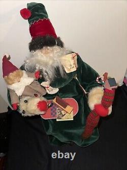 RARE House Of Hatten YE OLDE SANTA MAKER Dee Gann Santa Claus on Bench GIRL