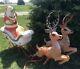 Rare! Vintage Poloron Christmas Santa Claus Sleigh & 2 Reindeer Blow Molds