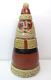 Rare Vtg Karen Cahill Redware Pottery Santa Figure Cone Signed Folk Art 1989