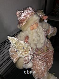 RARELarge Vintage Sitting Pink/White Santa Claus Doll Porcelain Face