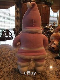 RUSHTON PINK SANTA CLAUS withTAG CHRISTMAS 1950s-NEAR MINT & RARE