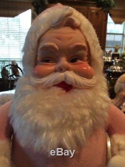 RUSHTON PINK SANTA CLAUS withTAG CHRISTMAS 1950s-NEAR MINT & RARE