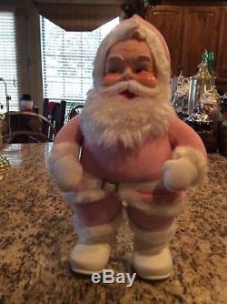 RUSHTON PINK SANTA CLAUS withTAG CHRISTMAS 1950s-NEAR MINT & RARE