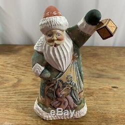 RUSSIAN Hand Painted Hand Carved Wooden Santa Claus 9 Nativity Scene