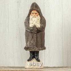 Ragon House 18 Dark Grey Velvet Belsnickle Santa Tinsel Trim Figurine