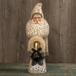 Ragon House 20 White Belsnickle Santa with Wreath Tinsel Trim Figurine