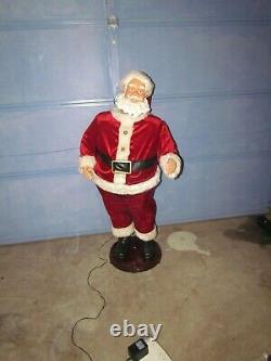 Rare 4' Gemmy Animated Singing Santa Claus Christmas Holiday Sings Dancing Ac