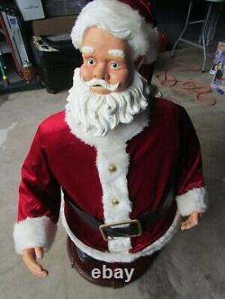 Rare 4' Gemmy Animated Singing Santa Claus Christmas Holiday Sings Dancing Ac